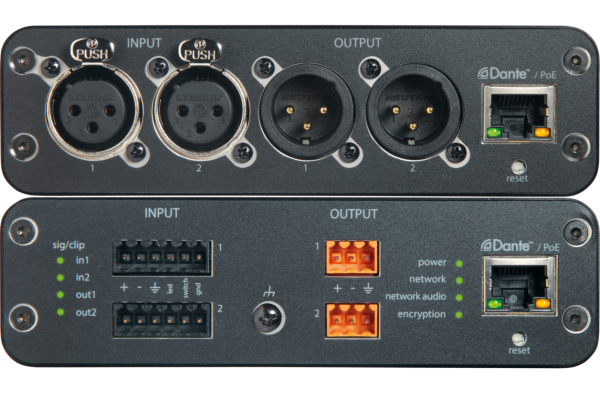 ANI22 BLOCK con conectores en bloque de audio analógico (2 de entrada, 2 de salida)