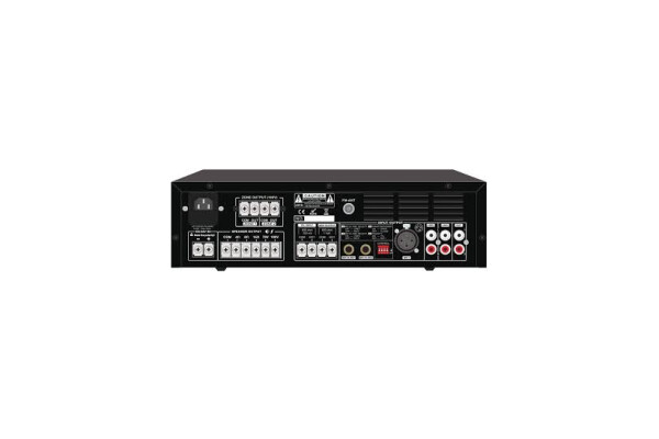 EA60T Amplificador mezclador de 2 zonas de 60 W con USB/SD/FM/Bluetooth, 3 micrófonos, 2 auxiliares, 70 V/100 V/4-16 ohmios.